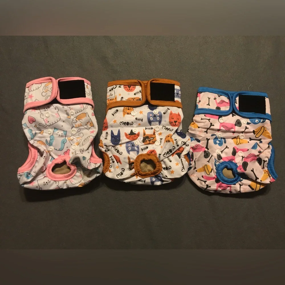 NEW Set Of 3 Reusable Cat Diapers